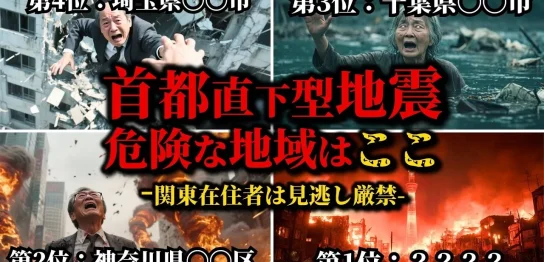 YouTube動画「【震えが止まらない】死の包囲網！首都直下地震「最凶の危険エリア」ランキングTOP10」のサムネイル画像